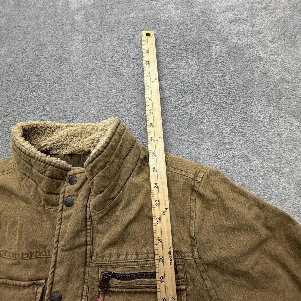 Levi's Jacket Mens Small Brown Canvas Sherpa Collar Quilted Lined Workwear Warm‎